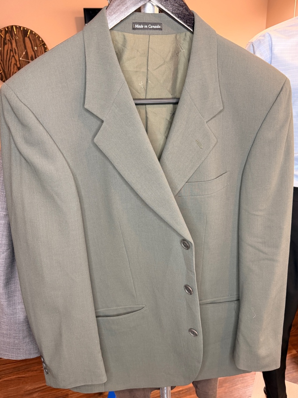 Yves Saint Laurent Sage Green Three-Button Sport Coat Blazer 44R
